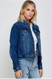 Medium Wash - Cropped Trucker Jacket