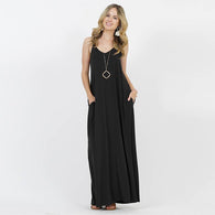 V-NECK CAMI MAXI DRESS /w adjustable strap