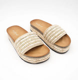 Lyna Mules with Gold Beading - Light Tan