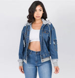 OVERSIZED DENIM JACKETS WITH DETACHABLE HOODIE