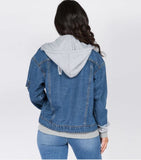 OVERSIZED DENIM JACKETS WITH DETACHABLE HOODIE