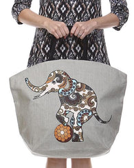 Jute Beach Tote - Elephants (Multiple Designs)