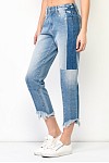 Patchwork High - Waisted Straight Crop Jeans