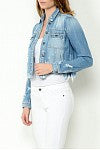 HIDDEN Light Wash Denim Frayed Bottom Fitted Jacket