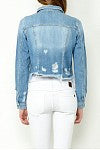 HIDDEN Light Wash Denim Frayed Bottom Fitted Jacket