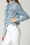 HIDDEN Medium Wash Classic Cropped Fitted Jacket