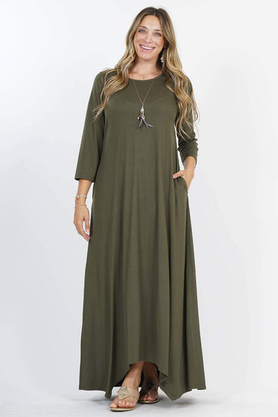 Plus size Long Sleeve maxi dress w/pockets